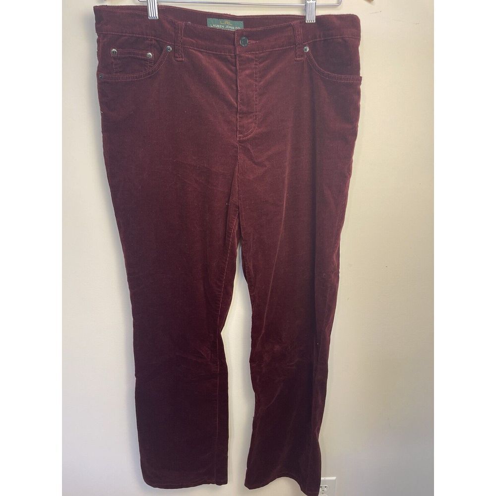 LRL Lauren Jeans Co Women's Corduroy Burgundy Bootcut‎ 14